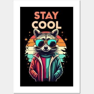 Stay Cool Funny Hip Raccoon With Sunglasses Retro Design Posters and Art